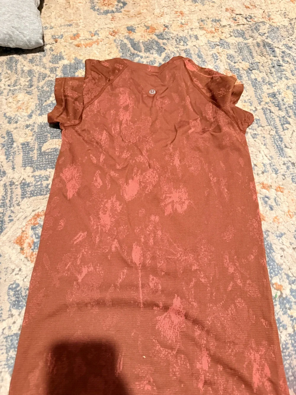 lululemon athletica rust and pink jacquard knit top